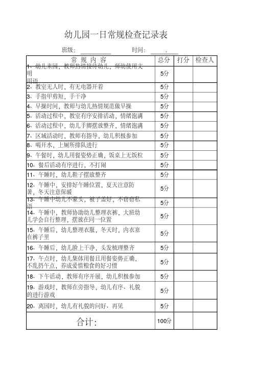 幼儿园一日常规检查记录表.pdf