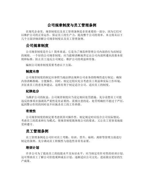 公司规章制度与员工管理条例