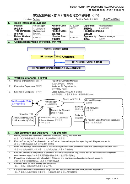 岗位说明书样板