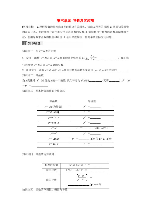 2017-2018版高中数学第三单元导数及其应用章末复习课教学案新人教B版选修1-1