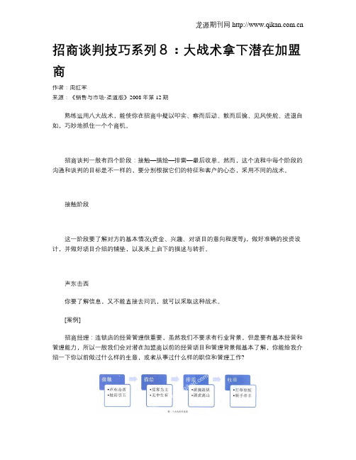 招商谈判技巧系列8：大战术拿下潜在加盟商