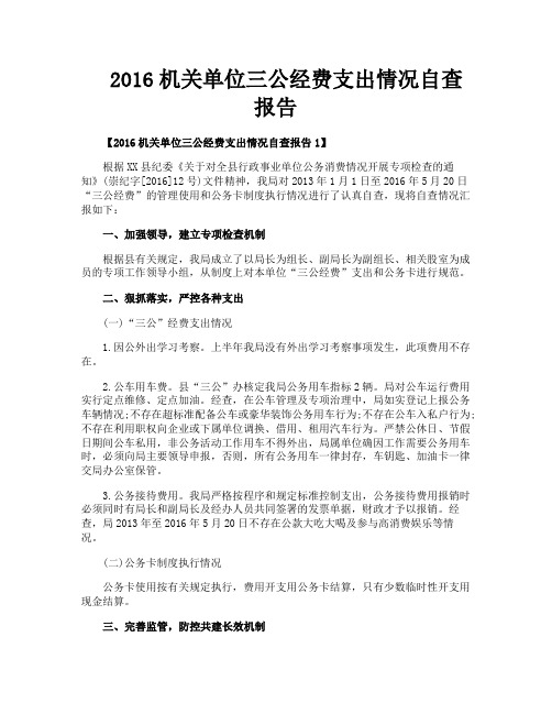 机关单位三公经费支出情况自查报告