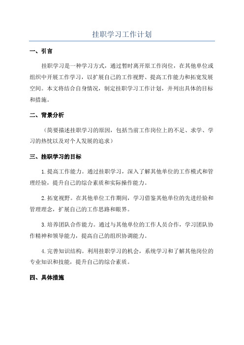 挂职学习工作计划