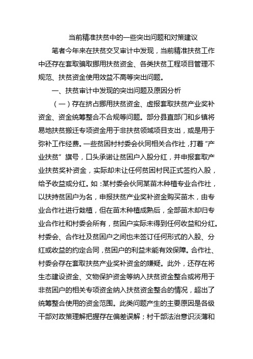 当前精准扶贫中的一些突出问题和对策建议  两会提案