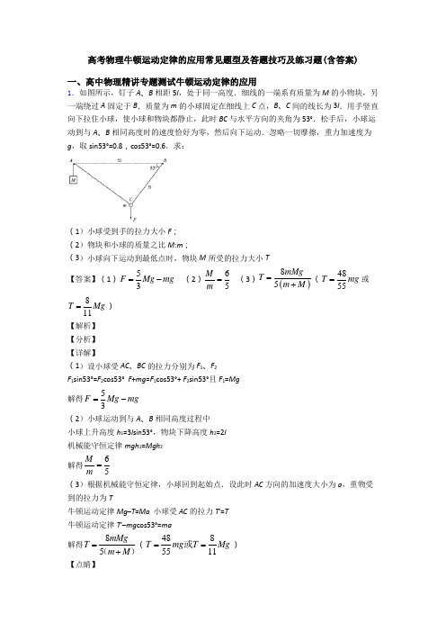 高考物理牛顿运动定律的应用常见题型及答题技巧及练习题(含答案)