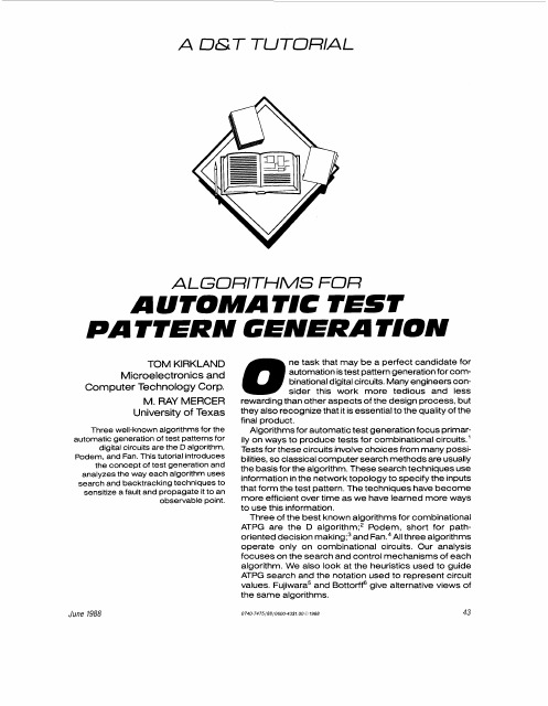 ATPGpaper D算法和PODEM算法的具体实现过程