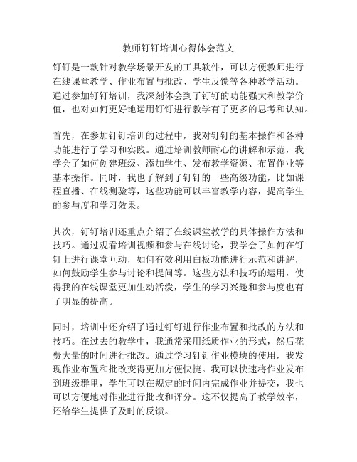 教师钉钉培训心得体会范文