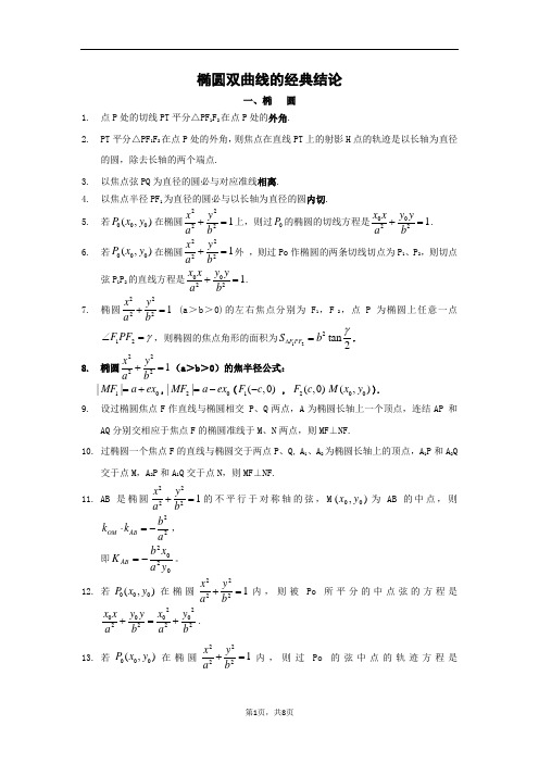 (完整版)椭圆双曲线的经典结论