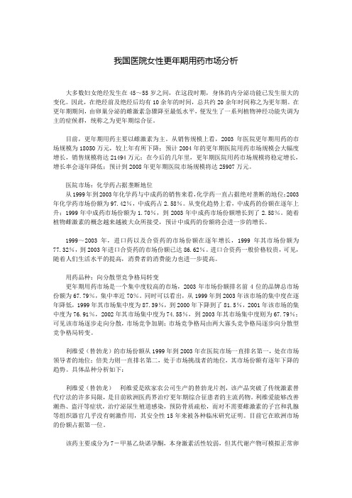 我国女性更年期用药市场分析-公司网站方案书