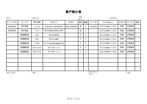 资产统计表模版