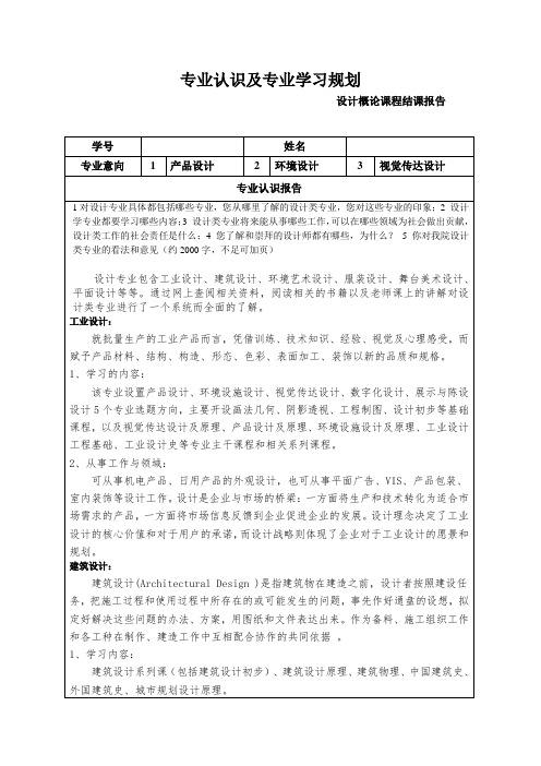 专业认识及专业学习规划-设计概论结课报告