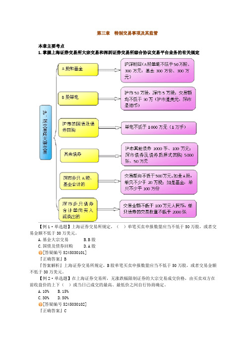 证券交易知识点总结第三章特别交易事项及其监管