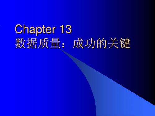 数据仓库 Chapter 13 数据质量：成功的关键