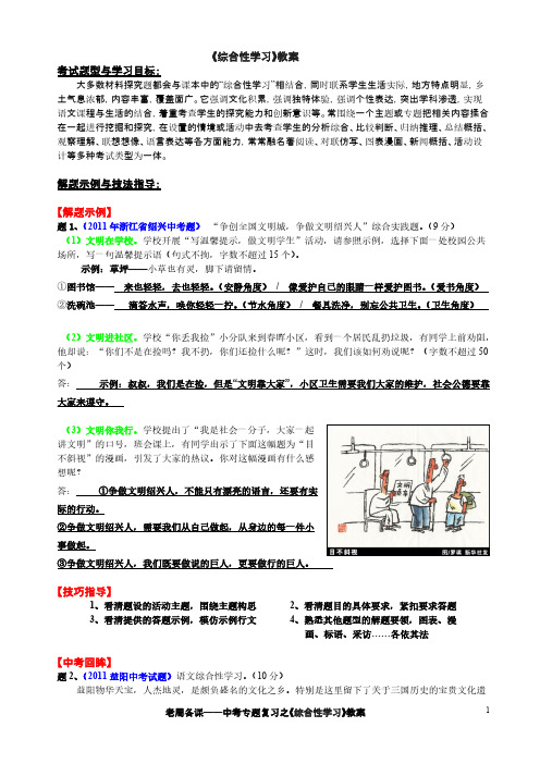 中考专题复习    材料探究题之《综合性学习》教案