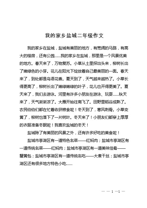 我的家乡盐城二年级作文