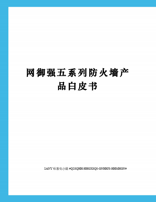 网御强五系列防火墙产品白皮书精修订