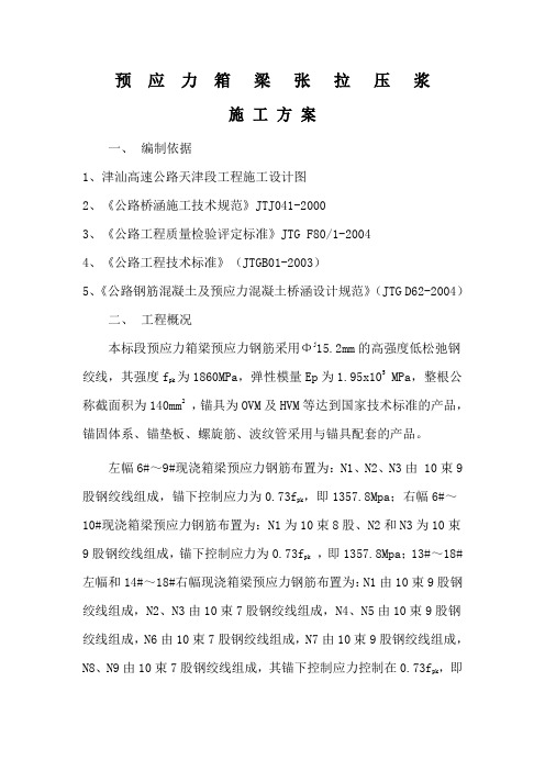 现浇箱梁预应力张拉压浆方案