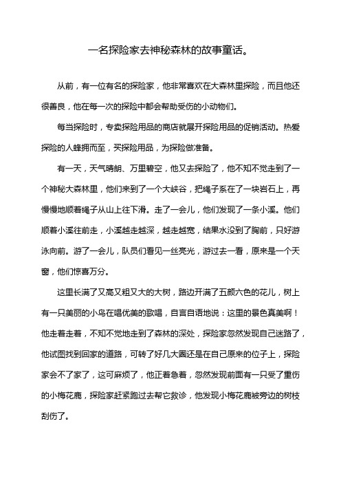 一名探险家去神秘森林的故事童话。