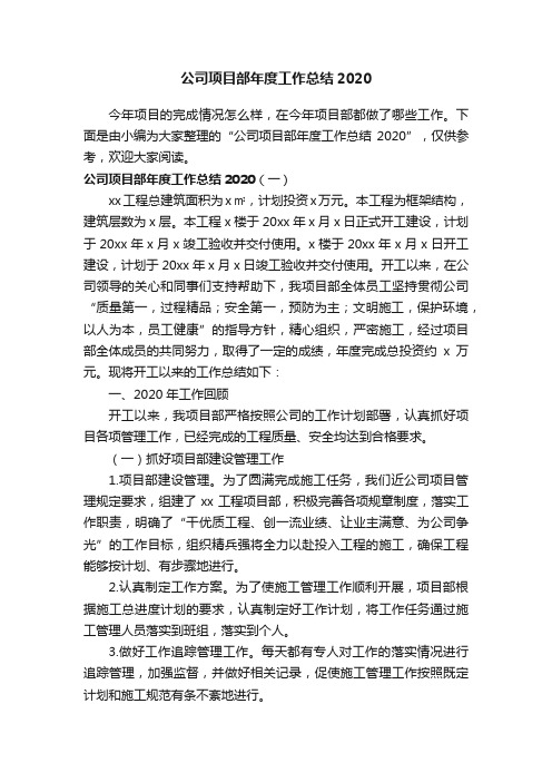 公司项目部年度工作总结2020