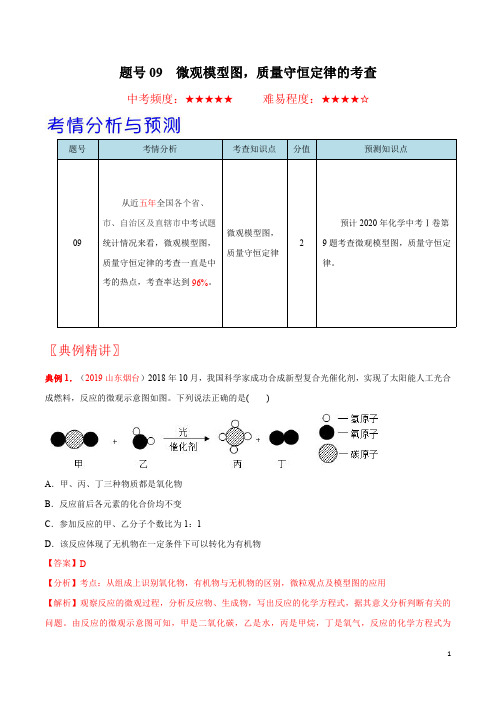 题号09  微观模型图,质量守恒定律的考查(解析版)