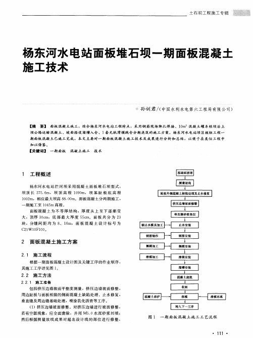 杨东河水电站面板堆石坝一期面板混凝土施工技术