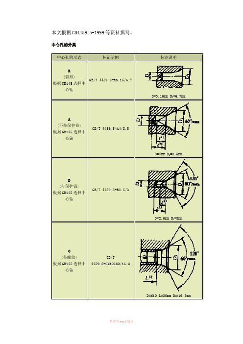 中心孔的标准方法(GB4459.5-1999)