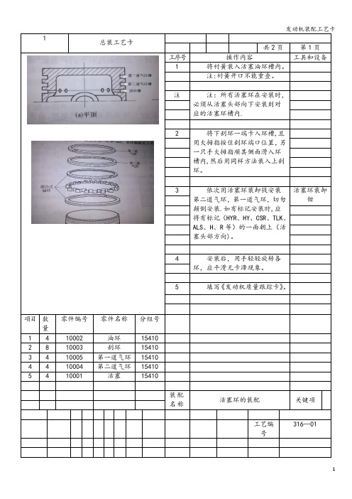 发动机装配工艺卡