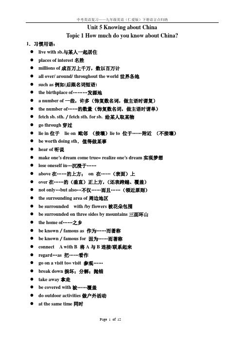仁爱英语九年级下知识点复习