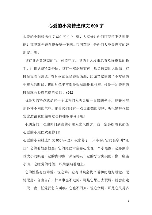 心爱的小狗精选作文600字