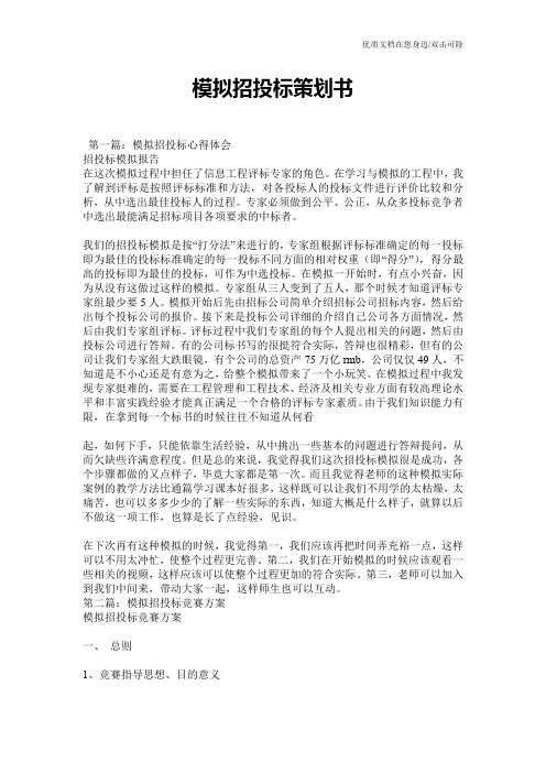 模拟招投标策划书