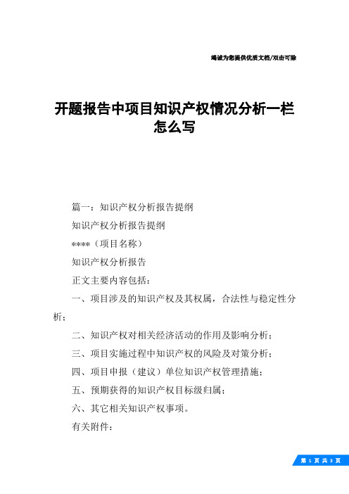 开题报告中项目知识产权情况分析一栏怎么写