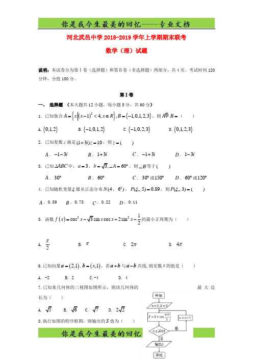 河北省武邑中学高三数学上学期期末考试试卷理