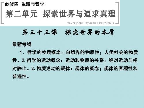 2019年高考政治大一轮复习课件：必修4第4课探究世界的本质(新)