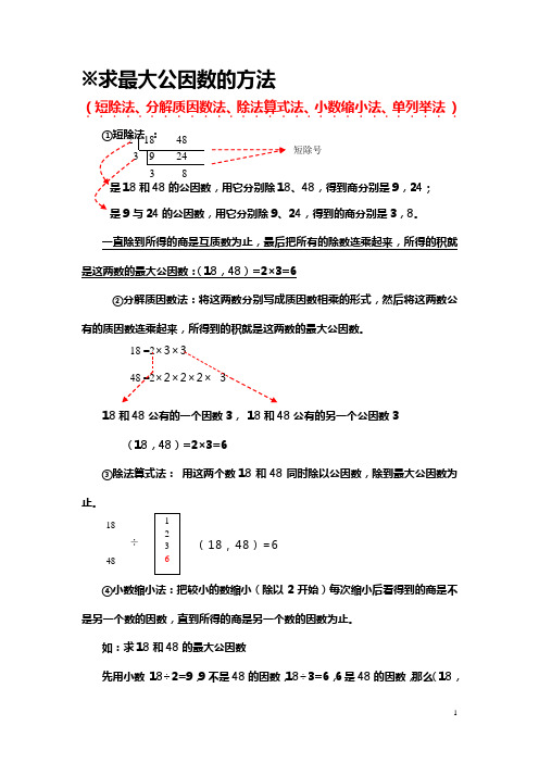 9.30求最大公因数和最小公倍数的方法