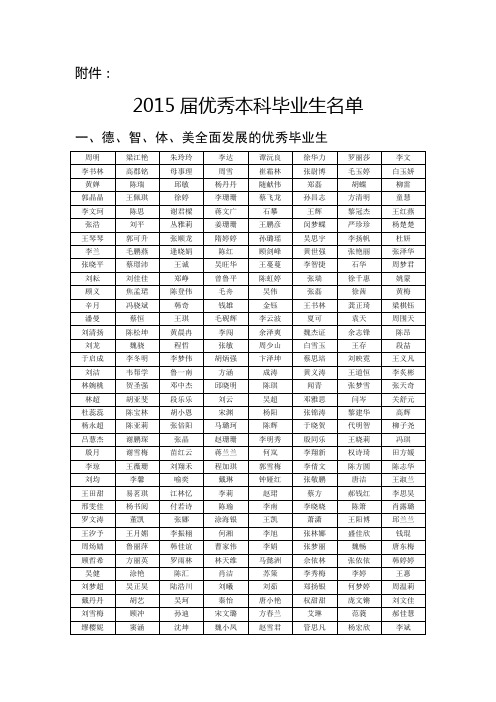 德智体美全面发展的优秀毕业生