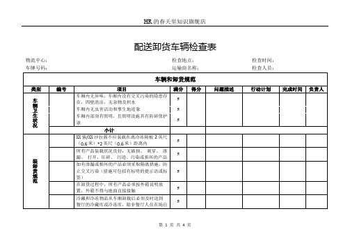 配送卸货车辆检查表