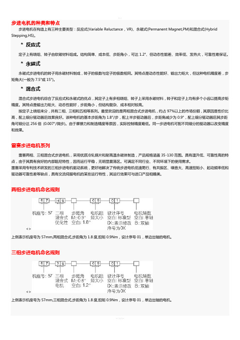 雷赛步进电机选型参考