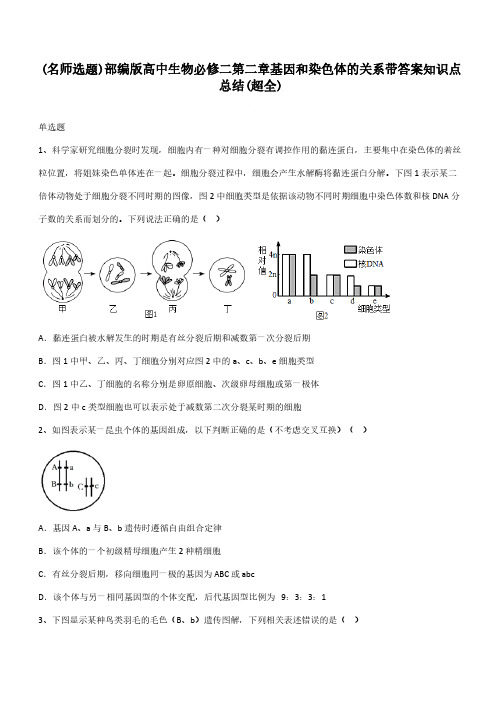 部编版高中生物必修二第二章基因和染色体的关系带答案知识点总结(超全)