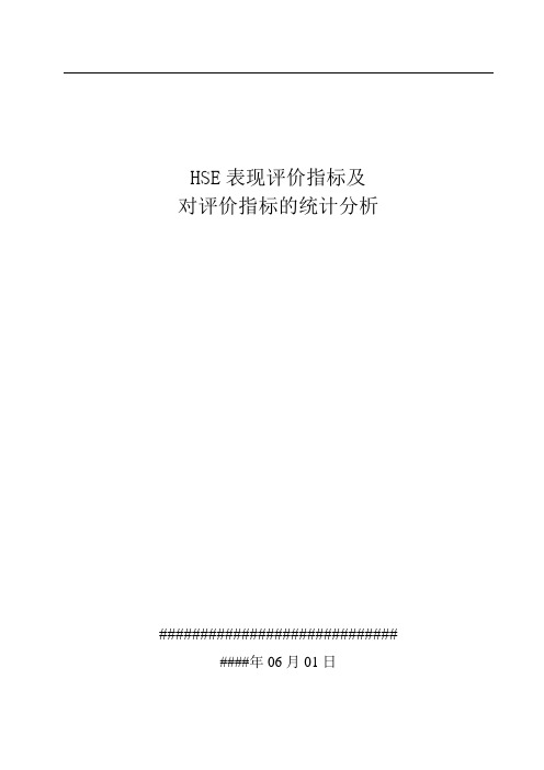 HSE表现评价指标及对评价指标的统计分析