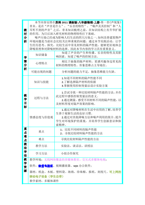 苏科版物理八年级上册：第1章 综合实践活动-教案