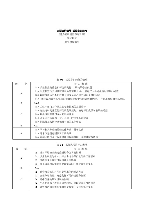 企业咨询-大型咨询公司能力素质模型咨询工具胜任力数据库 精品