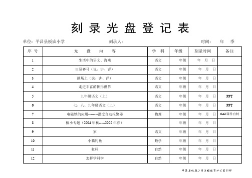 刻 录 光 盘 登 记 表