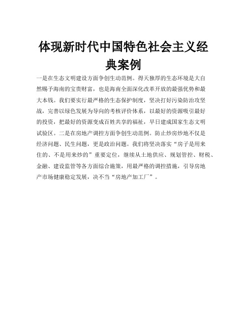 体现新时代中国特色社会主义经典案例