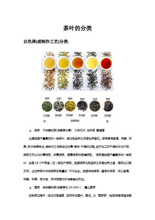 茶叶的分类-色泽制作工艺季节与产地