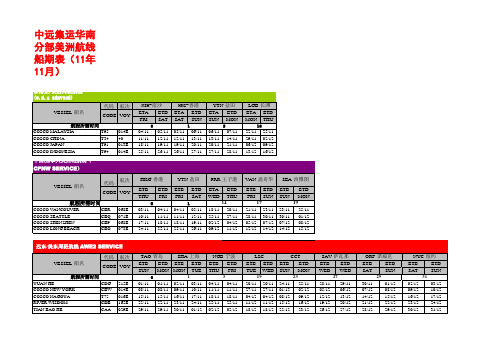 2011年11月中远cosco华南—东南亚中东非洲美洲全航线船期表