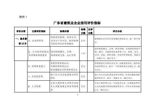 广东省建筑业企业信用评价指标