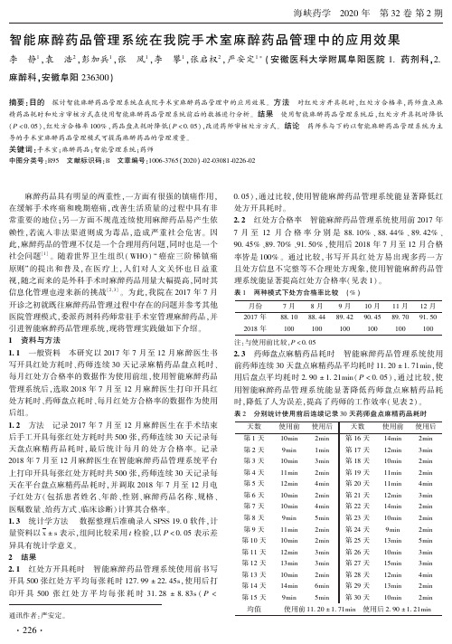 智能麻醉药品管理系统在我院手术室麻醉药品管理中的应用效果