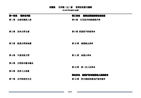 岳麓版 九年级(上)册  历史目录