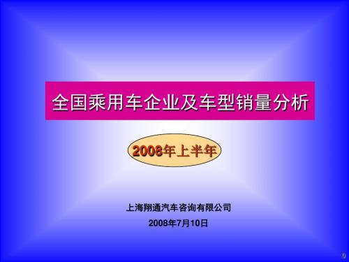 全国乘用车生产商及车型销量分析(2008年上半年)