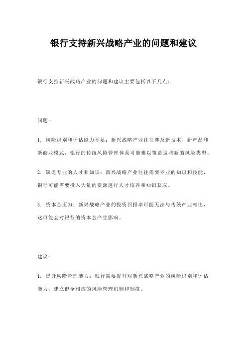 银行支持新兴战略产业的问题和建议